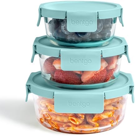Bentgo Glass Leak-Proof Food Storage Set, 6 Piece, Airtight Lids, BPA-Free