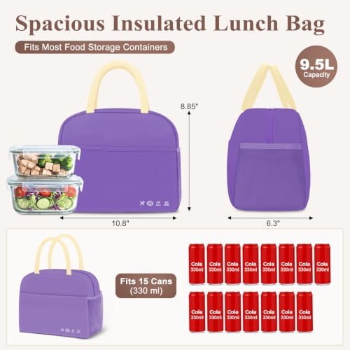DALINDA Lunch Bag Lunch Box for Women Men, Insulated Lunch Bags Water-Resistant Cute Cooler Lunch Tote Bag, Reusable Large Capacity for Work Travel Picnic