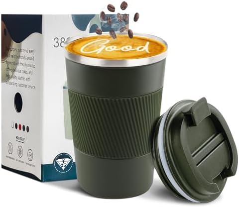 Insulated Travel Coffee Mug, Stainless Steel Coffee Cup with Leakproof Lid