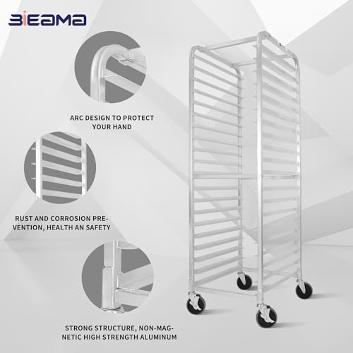 BIEAMA 20-Tier Aluminum Sheet Pan Rack, NSF Full Size Bun Pan Rack