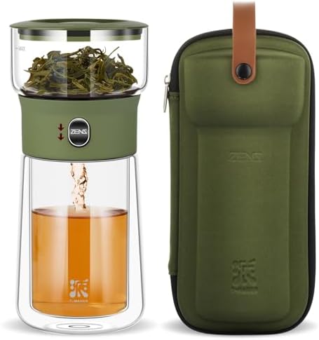 ZENS Modern Glass Infuser Teapot, Smart One Touch Tea Maker for Loose Tea