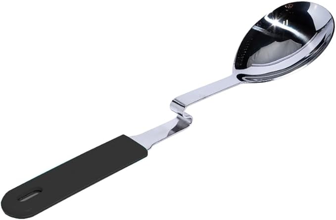 Souper Cubes + Lori Greiner No Mess Stainless Steel Cooking Spoon with Silicone Handle - Stainless Steel Serving Spoon No Mess Design Hooks on Side of Any Pot - Charcoal