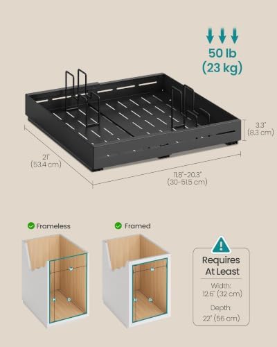 SONGMICS Pull Out Cabinet Organizers, Expandable Carbon Steel Drawers