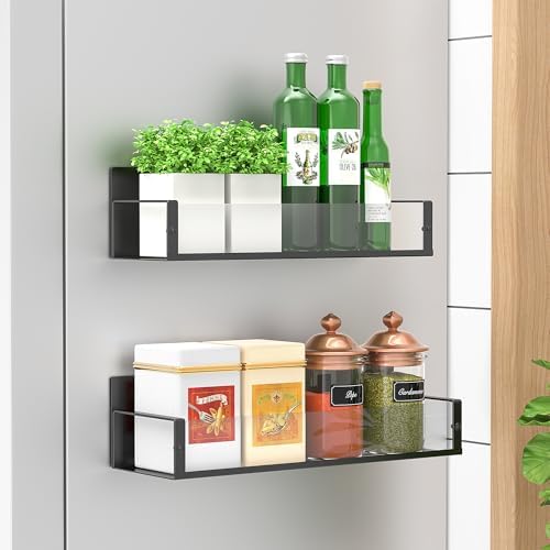 HuggieGems Metal Magnetic Spice Rack for Refrigerator Clear, 2 Pack