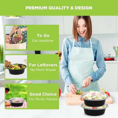 WGCC Meal Prep Containers, 50Pack 16oz Round To Go Bowls with Lids