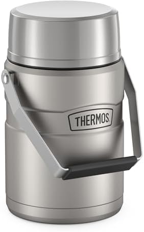 THERMOS Stainless King Food Jar with Handle, 47oz, Matte Stainless Steel