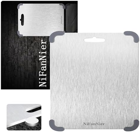 Titanium Cutting Board, 2026 New Upgrade 100% Pure Titanium Cutting Boards for Kitchen, Latest Thickened Version Thickness 0.06IN, Double-Sided Available Belt Guard Angle(15.7IN X 14.1IN）