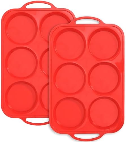 4 Inch Muffin Top Pan Non Stick with Metal Frame, Silicone Egg Molds
