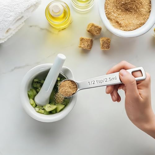 6PCS Measuring Spoons Set(1/2 Tsp, 2.5ml), Teaspoon Measuring Spoons Stainless Steel Short Compact Kitchen Scoops for Spices, Baking, and Everyday Cooking