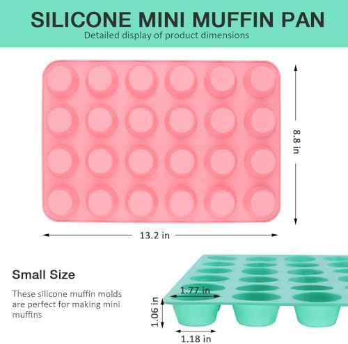 Silicone Mini Muffin Pan, 24 Cups Cupcake Pan, 2PCS