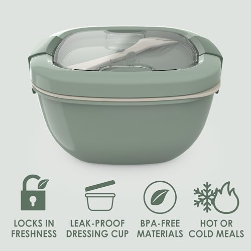 Bentgo Salad Container, Lunch Bowl with 4-Compartment Toppings Tray, 54 oz