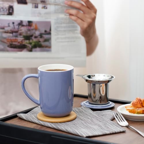 CEEFU 16oz Porcelain Tea Mug with Infuser, Lid and Coaster