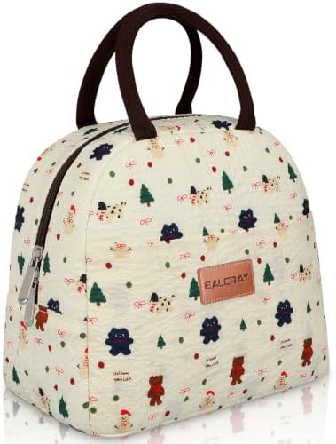 BALORAY Lunch Bag for Women Men Adult Lunch Box (Xmas Cartoon Bear), M