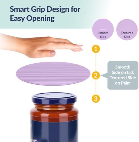 NiHome Silicone Jar Opener Gripper Pads, 6 In for Seniors, Light Candy,6 PC