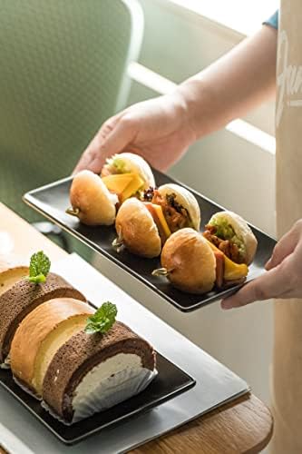 Gomakren Black Serving Platters 10 Inch Rectangular Serving Dishes Set of 4