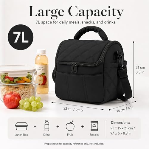 Lunch Bag for Women Small Insulated Lunch Box Quilted Puffer Lunch Tote
