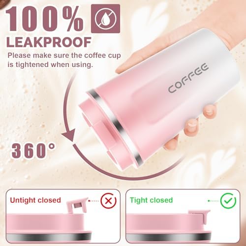 CS COSDDI 12 oz Coffee mug - Stainless Steel Coffee Cup with Leakproof Lid