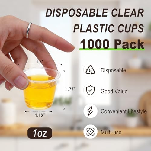 BYSNOW 1000 Pack 1 oz Clear Plastic Cups, Small Disposable Medicine Cups