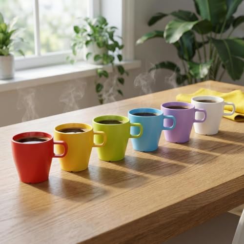 6-Pack 10oz Unbreakable Coffee Mugs, Microwave Safe Premium Drinkware (Up to 320℉), Lightweight Shatterproof Cups for Keurig, Kids, RV & Camping, BPA-Free (Mixed Colors)