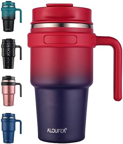20 oz Insulated Travel Coffee Mug Tumbler with Handle and Straw