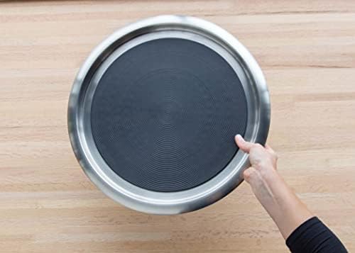 Service Ideas Tray, Built in Non-Slip Rubber Inserts, 14", Stainless Steel
