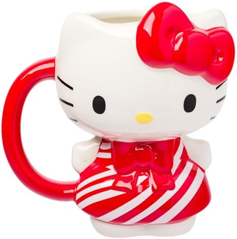 Silver Buffalo Sanrio Hello Kitty Candy Cane Dress, 3D Sculpted Mug, 20oz
