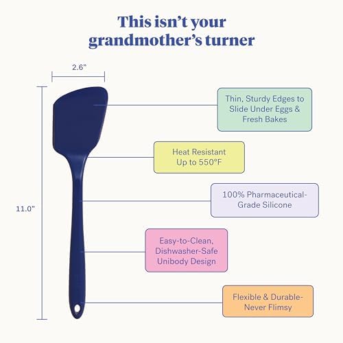GIR: Get It Right Premium Silicone Spatula Turner - Non-Stick Heat Resistant Flip Spatula for Pancakes, Eggs, Cooking, Baking, and Mixing | Ultimate-13 IN IN, Navy