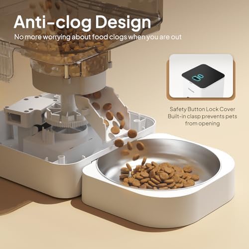 VOLUAS Automatic Cat Feeder, 4L Timed Dry Food Dispenser for Cats & Dogs