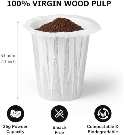 Fanativita Disposable Coffee Filters for My K-Cup, K-Carafe, Cuisinart SS-RFC and Other Large Reusable Filter Cups (White 100 Count) (Pack of 2)
