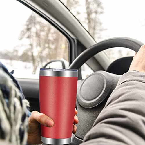 VEGOND 20oz Tumbler with Lid and Straw Stainless Steel Tumbler Cup Bulk Vacuum Insulated Double Wall Travel Coffee Mug Powder Coated Coffee Cup, Red, 12 Pack