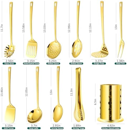 Stainless Steel Kitchen Utensils Set,11pcs Cooking Utensils Set with Holder