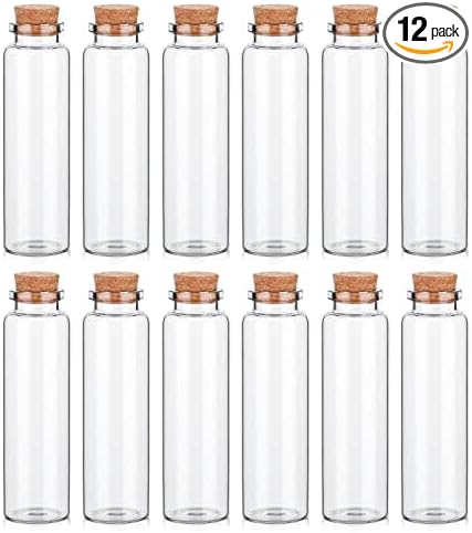 TOBWOLF 12PCS 50ml / 1.7oz Glass Spice Bottles, Silica Glass Seasoning Jars with Cork, Empty Spice Containers Seasoning Bottles, Small Spice Containers Organizer for Home Kitchen, Outdoor Camping, BBQ