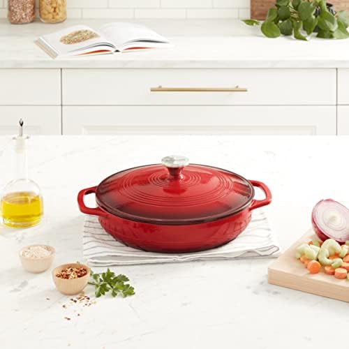 Lodge Essential Enamel Cast Iron Braiser, 3.6 Quart, Island Spice Red