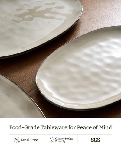 famiware Serving Platters Set of 3 Sizes - Oval, Light khaki