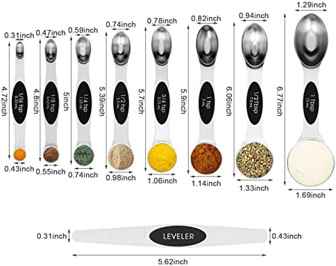 Aovchei 9 PCS Black Magnetic Measuring Spoons Set
