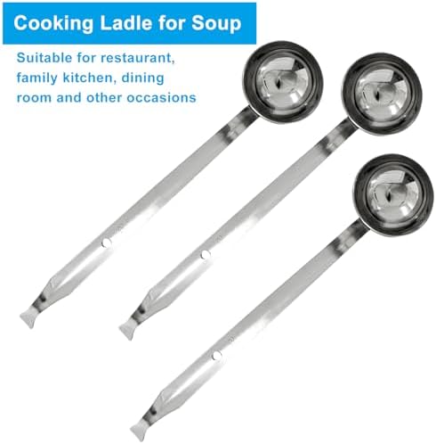 Piutouyar 3 Pcs 3 oz Soup Ladle Set with Long Hooked Handle