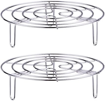 2Pcs Steam Rack, Heavy Duty Steaming Rack Stand, Stainless Steel Round Steamer Cooling Rack Trivet, Pot Steamer Insert Food Stand, Steaming Cookware Accessories(Size:19.5cm/7.68in)