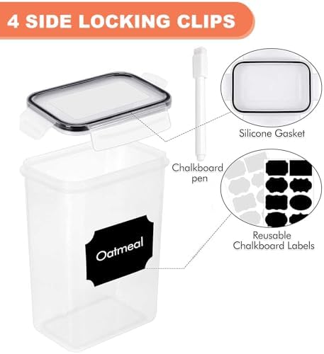 24pcs Airtight Containers, Clear Stackable Dry Food Storage