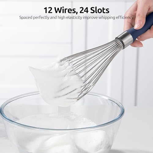 U-Taste Wire Whisk for Cooking, 18/10 Stainless Steel Wisk, L/Midnight Blue