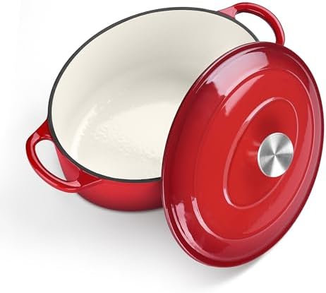 TeamFar Oval Dutch Oven, 5qt Enameled Cast Iron Dutch Oven Pot with Lid