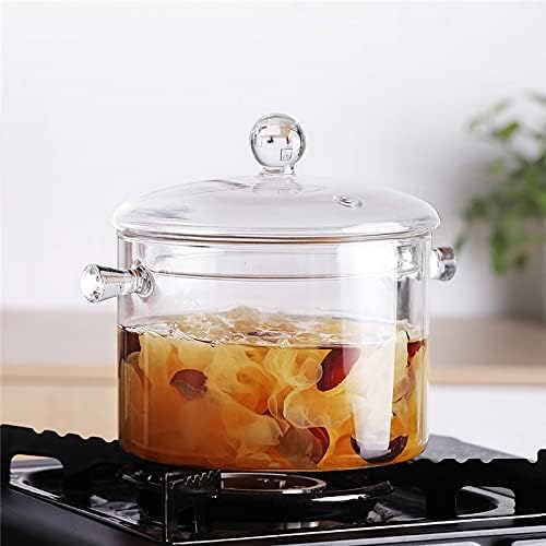 Clear Glass Simmer Pot for Stove Potpourri Cooking Saucepan with Cover Cookware Set Heat-Resistant Stovetop Pot And Pan with Lid, Soup, Milk, Baby Food,Fruit and Spices 1.5L/ 50 FL OZ
