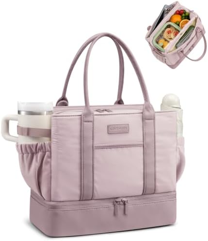 LOVEVOOK Insulated Lunch Bag Women with Triple Compartments & Bottle Holder