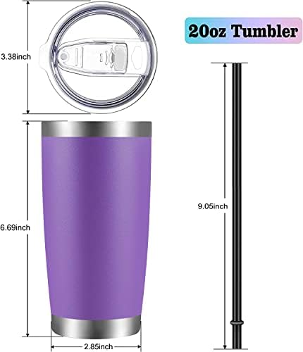 VEGOND 20oz Tumbler with Lid and Straw Stainless Steel Tumbler Cup Vacuum Insulated Double Wall Travel Coffee Mug Powder Coated Coffee Cup, Purple, 1 Pack