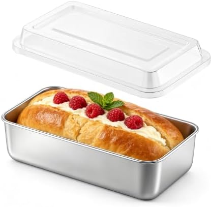 P&P CHEF Loaf Pan with Lid, 9 x 5 Inch Stainless Steel Bread Pan, 1PC