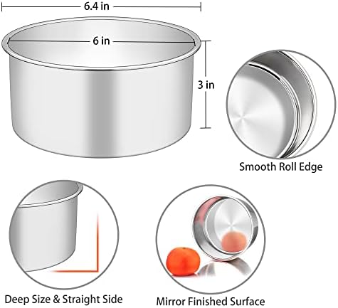 TeamFar 6 Inch Cake Pan, 6” x 3” Stainless Steel Round Deep Cake Baking Pan