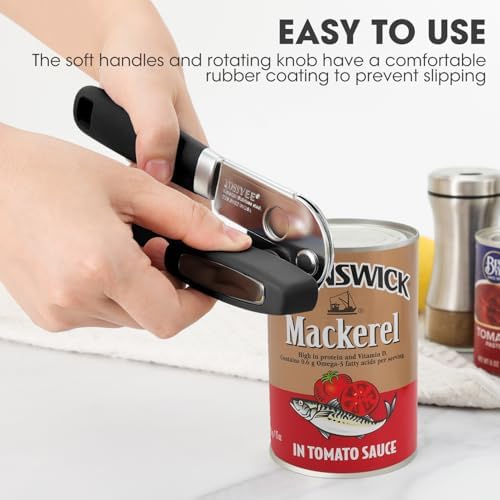 UHIYEE Hand Held Can Opener Manual with Magnet for Home Kitchen, Black