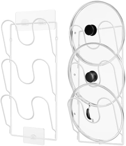 ORDORA Pot Lid Organizer Rack for Cabinet Door, 2 Pack Pot Lid Holder White