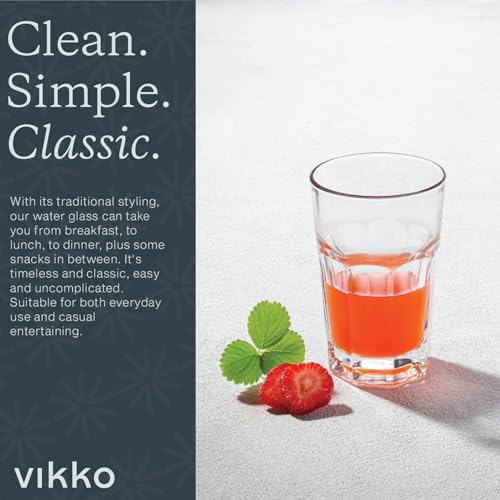 Vikko Drinking Glasses, 11.5 Ounce Glass Cups, Durable Glasses Drinking Set of 12, Stackable Water Glasses, Highball Glasses, Heavy Base Tumblers & Water Glasses, Dishwasher Safe Cups for Kitchen