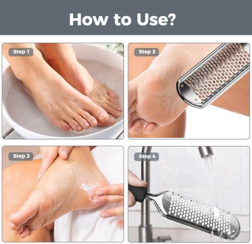 Foot File Foot Scrubber Pedicure - Callus Remover for Feet Easkep Professional Grater Rasp Foot Scraper Corns Callous Removers Cracked Dead Skin Remover for Dry and Wet Feet (Black)