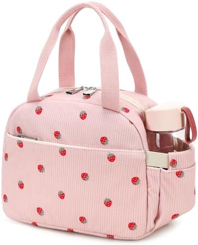 Lunch Box Lunch Bag Insulated Lunchbox Cute Reusable Lunch Tote bags for School Work Picnic for Kids Girls Women (Beige Heart)